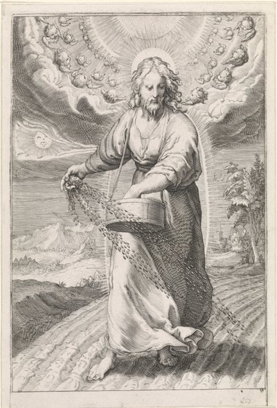 Cristo como sembrador Parábola de la cizaña entre el grano (título de la serie) de Jan Saenredam (attributed to)