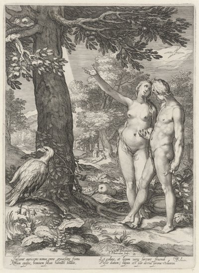 Adán y Eva frente al Árbol del Conocimiento del Bien y del Mal Adán y Eva (título de la serie) de Jan Saenredam