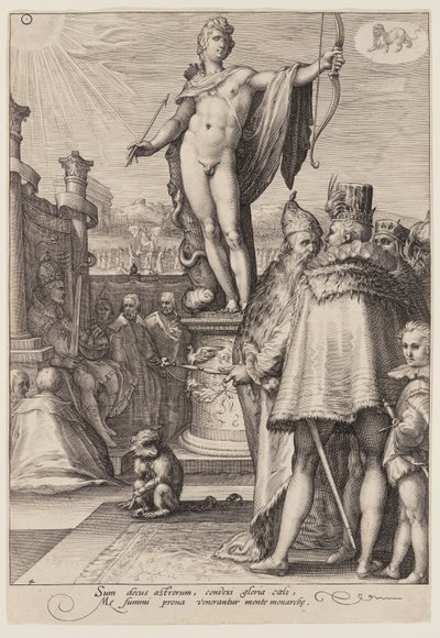 Apolo preside las artes de gobierno, de Siete dioses planetarios de Jan Saenredam