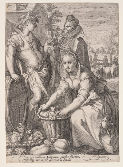 Otoño (vendimia y cata de vinos), de Las cuatro estaciones de Jan Saenredam