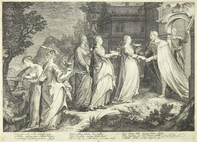 Las vírgenes prudentes recibidas por el Señor de Jan Saenredam