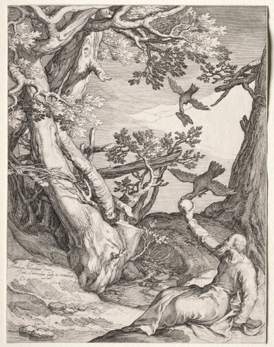 Elijah in the Wilderness Fed by Ravens de Jan Saenredam