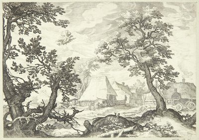 Paisaje con el rapto de Ganímedes de Jan Saenredam