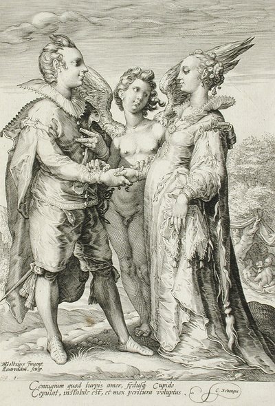 Matrimonio por Placer, Placa 1 de La Trilogía del Matrimonio, c.1594 de Jan Saenredam