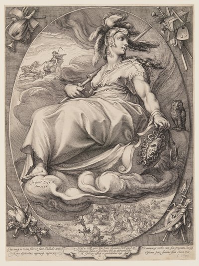 Palas Atenea, de Tres diosas sentadas en las nubes de Jan Saenredam