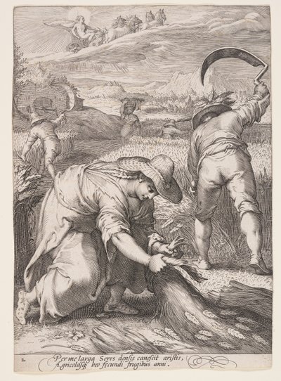 Verano (Campesinos cosechando trigo), de Las cuatro estaciones de Jan Saenredam