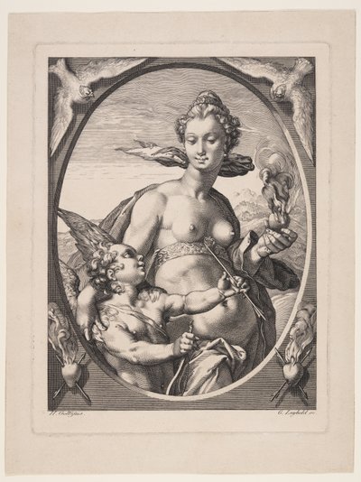Venus y Amor, de Tres dioses o diosas paganos de Jan Saenredam