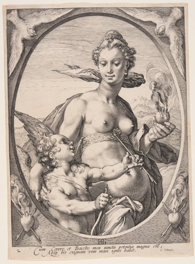 Venus y Amor, de Tres dioses o diosas paganos de Jan Saenredam