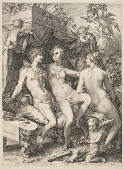 Venus en un sofá entre Baco y Ceres de Jan Saenredam
