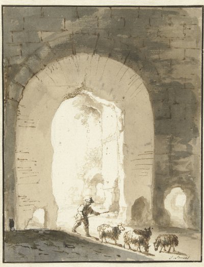 Pastor cerca de las ruinas de Jan Smees