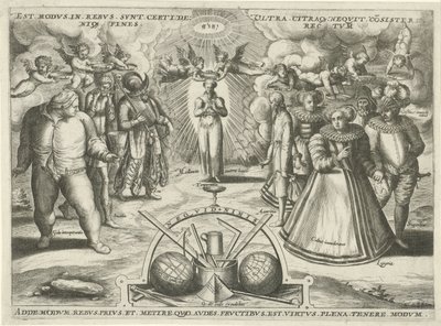 Templanza con los pecados personificados Est modus.in.rebus. sol certi.de: (...) (título sobre el objeto) de Jan Snellinck (I) (attributed to)