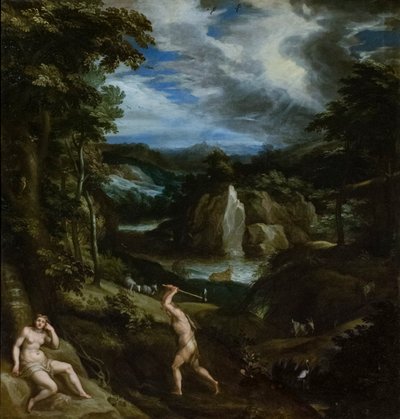 Adán y Eva después del pecado, c.1586-89 (óleo sobre lienzo) de Jan Soens