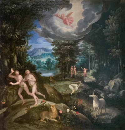 Expulsión del paraíso terrenal, c.1586-89 (óleo sobre lienzo) de Jan Soens