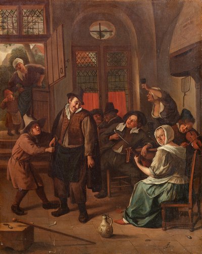 Holandés: Alegre compañía en un interior Una escena de taberna de Jan Steen