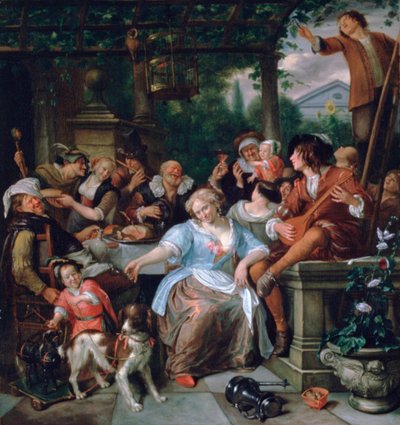 Compañía alegre en una terraza de Jan Steen