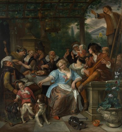 Compañía alegre en una terraza, ca. 1670 de Jan Havickszoon Steen