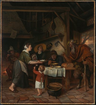 El sátiro y la familia campesina de Jan Steen