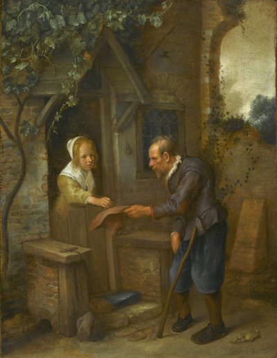 Una joven da limosna a un anciano de Jan Steen