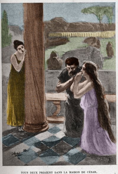 Ambos rezaron en la casa de César (capítulo VIII) ilustración de Jan Styka (1858-1925) para la novela 