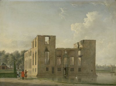 Vista trasera del castillo de Berckenrode en Heemstede después del incendio
Castillo de Berkenrode, Heemstede, después del incendio del 4-5 de mayo de 1747: Vista trasera de Jan Ten Compe
