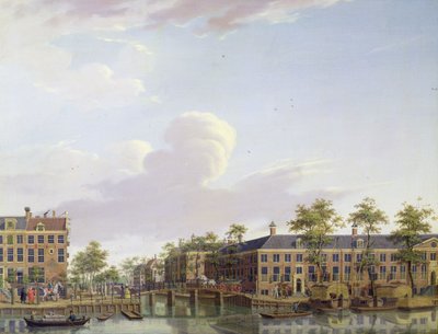 Las casas de caridad en el río Amstel, Ámsterdam de Jan Ten Compe