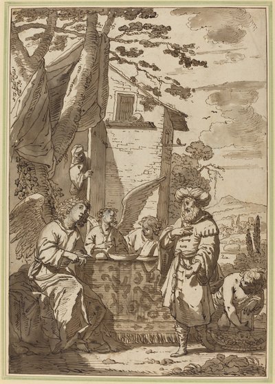 Abraham recibiendo a los ángeles de Jan Tengnagel
