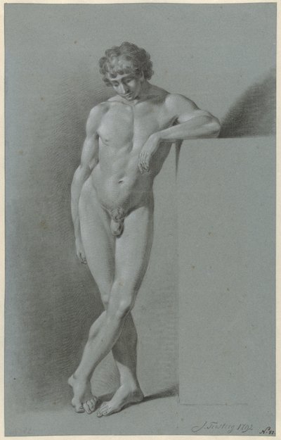 Hombre desnudo de pie, con las piernas cruzadas de Jan Tersteeg