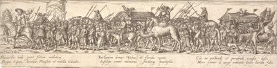 Tropa de soldados con carro de equipaje y la Muerte a caballo de Jan Theodor de Bry