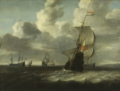 Paisaje marino [Hombre de guerra partiendo], c. 1660 de Jan Theunisz. Blanckerhoff