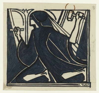 Figura arrodillada con martillo y cincel de Jan Toorop (signed by artist)