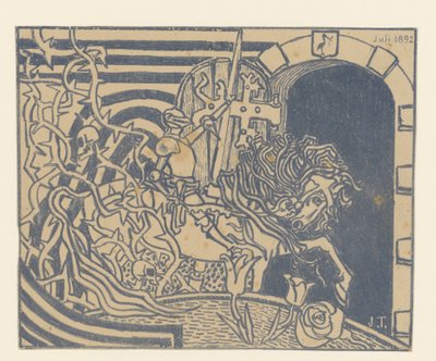 Portada del catálogo con un caballero a caballo de Jan Toorop