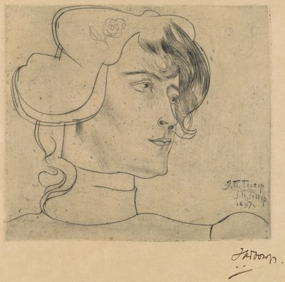 Cabeza de una mujer (Marguérite Adolphine Helfrich) de Jan Toorop