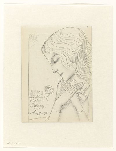 Joven en meditación abrazando una cruz de Jan Toorop