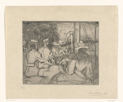 Músicos tocando en la cubierta de un barco
Músicos a bordo (título original) de Jan Toorop