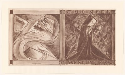Portada para Twists con una monja con flores y dos fantasmas, uno con una máscara en la mano de Jan Toorop