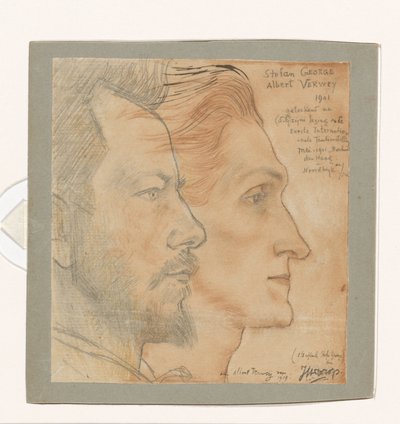 Retratos de Albert Verwey y Stefan George
Retrato de Stefan George con el retrato dibujado de Albert Verwey de Jan Toorop