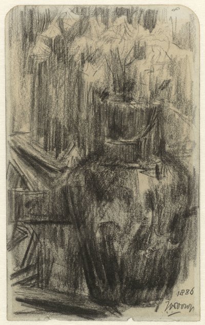 Jarrón con flores en un interior de Jan Toorop