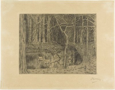 Bosque con estanque y cisnes de Jan Toorop