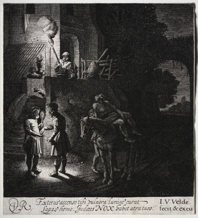 El buen samaritano pagando al posadero de Jan Van de Velde