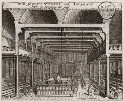 Interior de la Sinagoga Portuguesa en Ámsterdam de Jan Veenhuysen