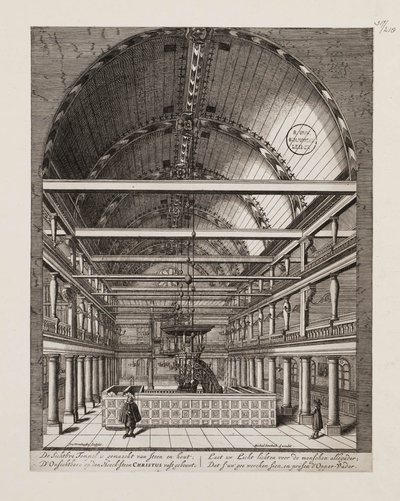 Interior de la Sinagoga Portuguesa en Ámsterdam de Jan Veenhuysen