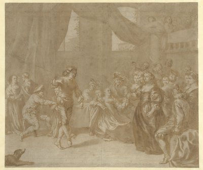 Pareja bailando en una fiesta de Jan Verkolje (I)