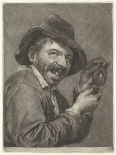 Hombre con un vaso vacío (el Gusto) Los cinco sentidos (título de la serie) de Jan Verkolje (I)
