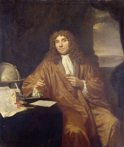 Retrato de Anthonie van Leeuwenhoek, filósofo naturalista y zoólogo en Delft de Jan Verkolje (I)