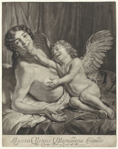 venus en amor Venus lujuriosa y Cupido gentil (título sobre el objeto) de Jan Verkolje (I)