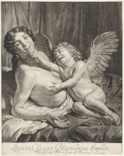 Venus y Amor
Lasciva Venus Blandusque Cupido (título en el objeto) de Jan Verkolje (I)