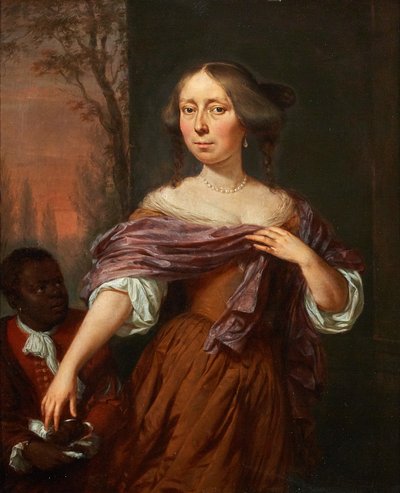 Retrato de Jacomina le Pla (1647-1681), con una sirvienta de Jan Verkolje