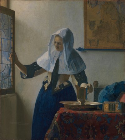 Joven Mujer con una Jarra de Agua de Jan Vermeer van Delft