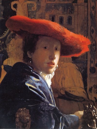Niña con sombrero rojo, c.1665 de Jan Vermeer van Delft