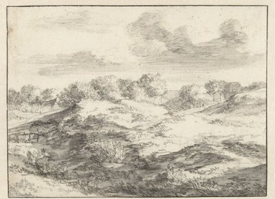 Paisaje de dunas, con una cabaña en la distancia de Jan Vermeer van Haarlem (I) (attributed to)